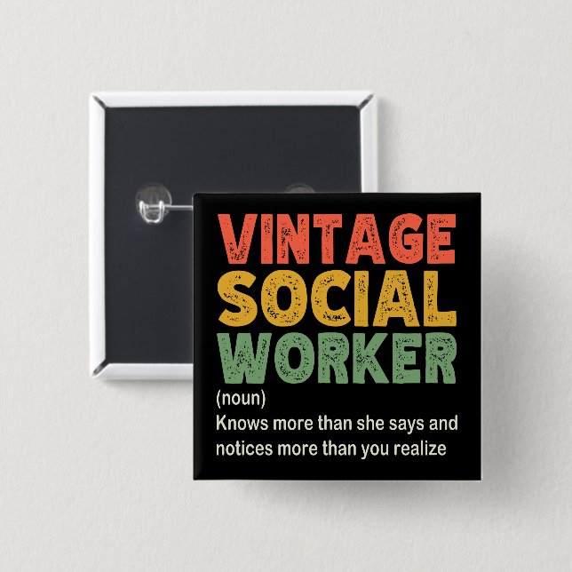 Vintage Sozialarbeiter-Mitarbeiterin Funny Social  Button (Vorne & Hinten)