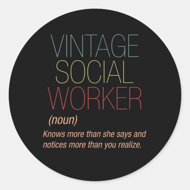 Vintage Sozialarbeiterspende Runder Aufkleber (Vorderseite)
