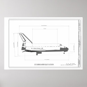 Vintage Space-Shuttle-Konzept Technische Zeichnung Poster