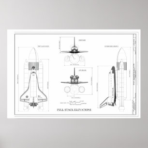 Vintage Space-Shuttle-Konzept Technische Zeichnung Poster