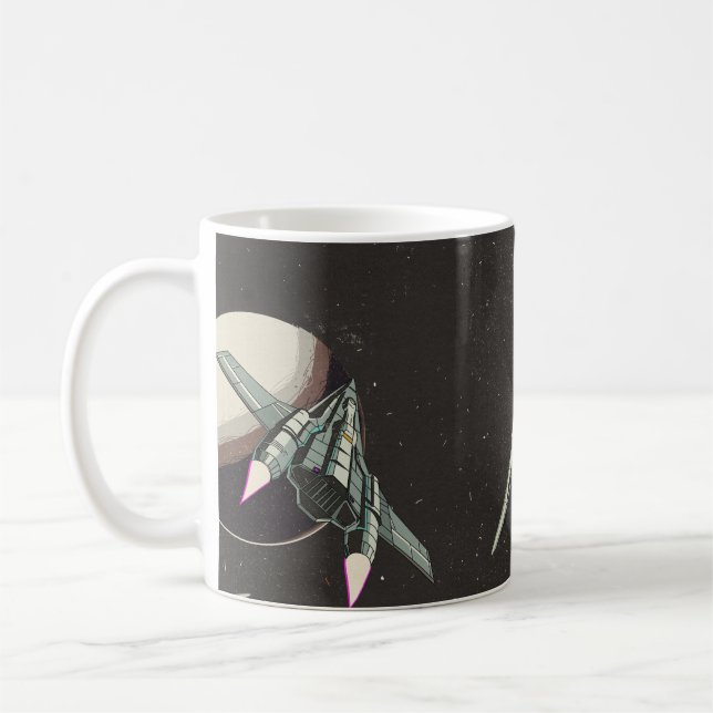 vintage spaceship pattern kaffeetasse (Links)