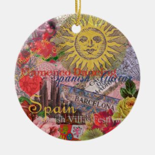 Vintage Spanien Sonnenschein Reise Collage Retro E Keramik Ornament