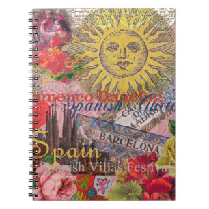Vintage Spanien Sonnenschein Reise Collage Retro E Notizblock