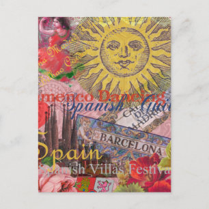 Vintage Spanien Sonnenschein Reise Collage Retro E Postkarte