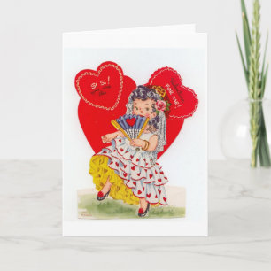Vintage Spanische Señorita Valentinstag Feiertagskarte