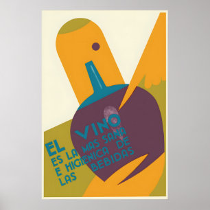 Vintage Spanisches Weinplakat Wein ist das Gesünde Poster