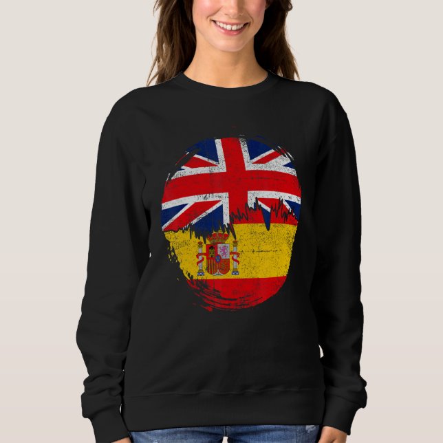 Vintage Spanish with British Flag Roots Spain Sweatshirt (Vorderseite)