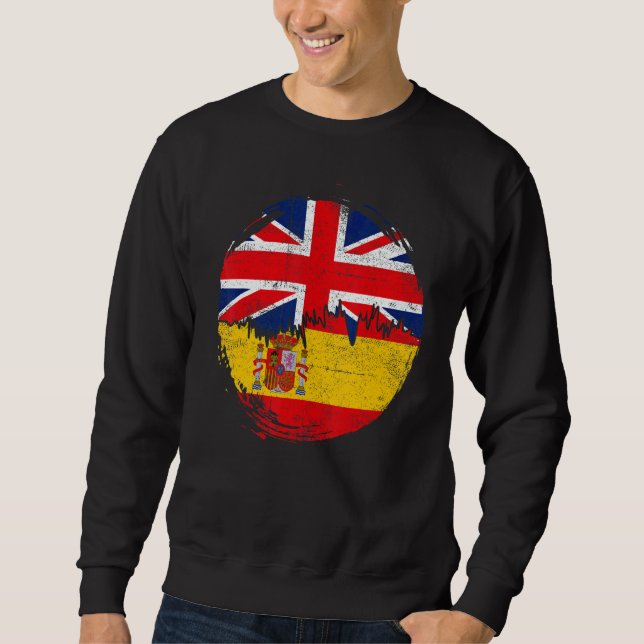 Vintage Spanish with British Flag Roots Spain Sweatshirt (Vorderseite)
