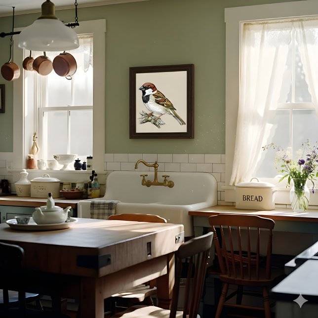 Vintage Sparrow Bird Illustration  Poster (Von Creator hochgeladen)