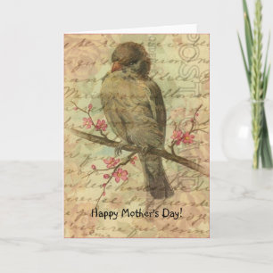 Vintage Sparrow, Muttertag Karte