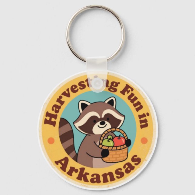 Vintage-Spaß bei der Arkansas-Waschbärernte Schlüsselanhänger (Vorderseite)