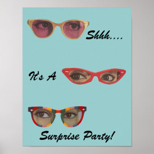 Vintage-Spaß Retro-diskrete Überraschungsparty-Pla Poster