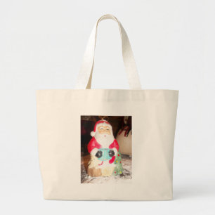 Vintage-Spaß Weihnachtsmann mit Schnee-Kunstposter Jumbo Stoffbeutel