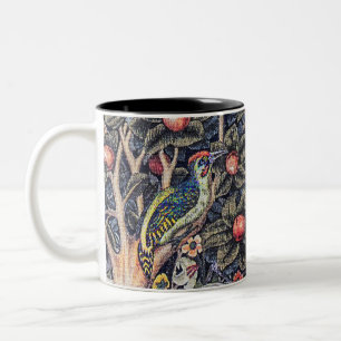 Vintage-Specht-Blumentapete William Morris Zweifarbige Tasse