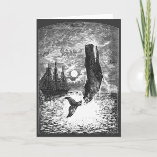 Vintage Spermienwale, Meerestiere Karte