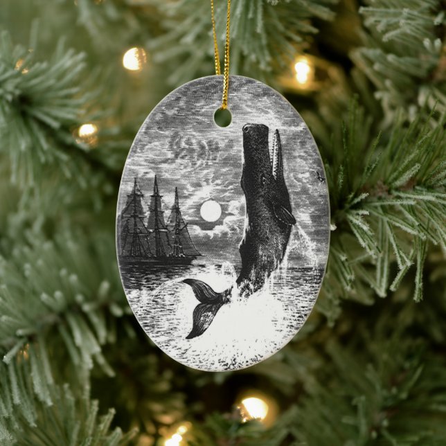 Vintage Spermienwale, Meerestiere Keramik Ornament (Baum)