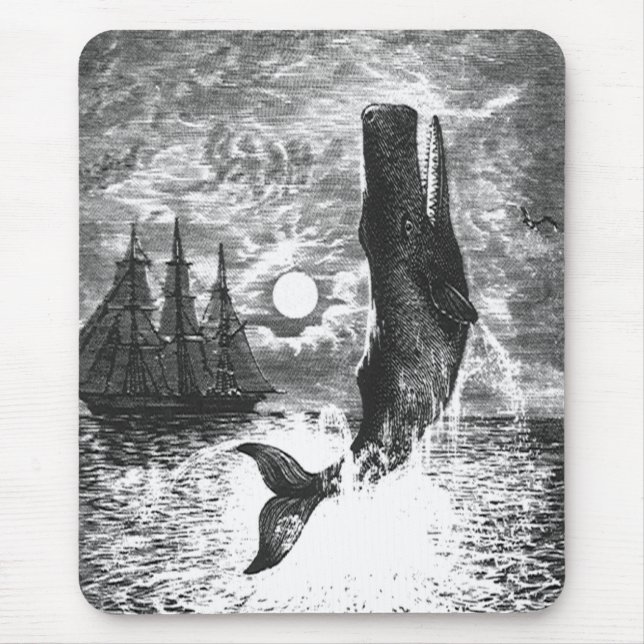 Vintage Spermienwale, Meerestiere Mousepad (Vorne)
