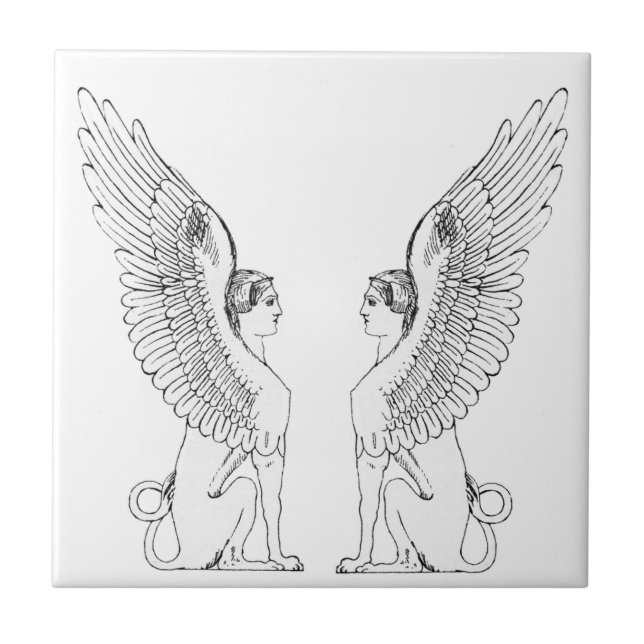 Vintage Sphinx-Illustration Fliese (Vorderseite)
