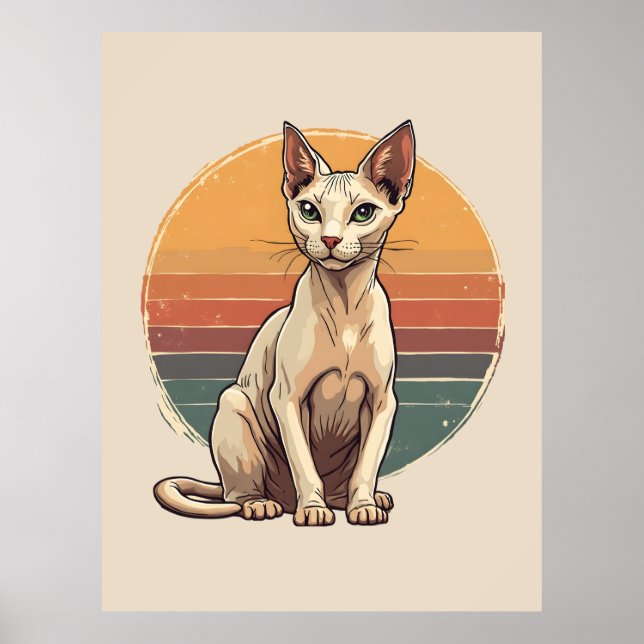 Vintage Sphynx Cat Mom Retro Art Poster (Vorne)