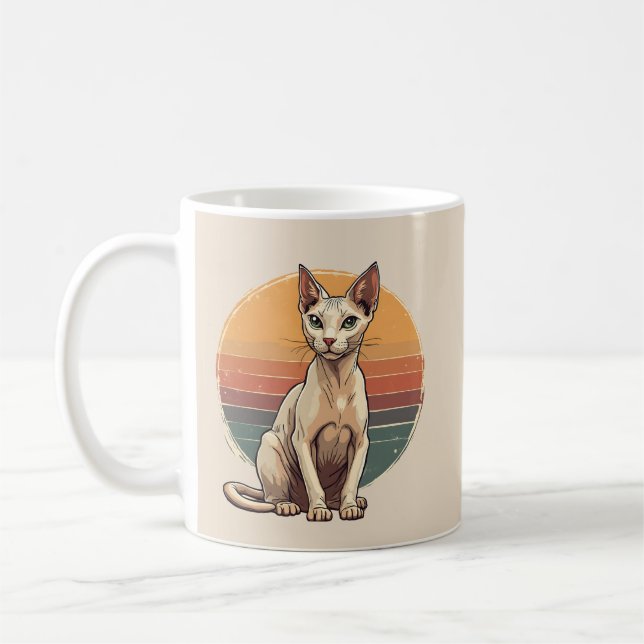 Vintage Sphynx-Katzenmutter Retro-Kunst Kaffeetasse (Links)