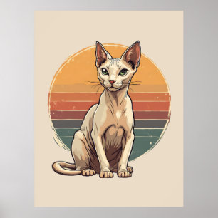 Vintage Sphynx-Katzenmutter Retro-Kunst Poster