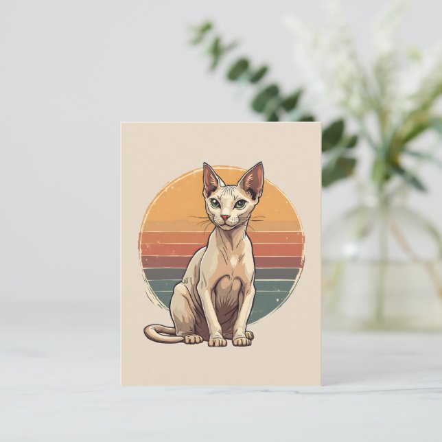 Vintage Sphynx-Katzenmutter Retro-Kunst Postkarte (Stehend Vorderseite)