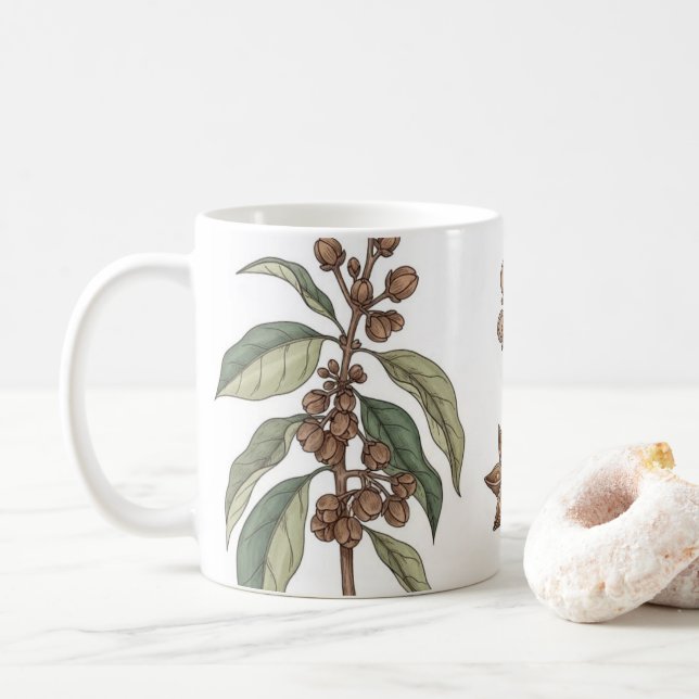 Vintage Spice Illustration Mug, Botanical Kitchen  Kaffeetasse (Mit Donut)