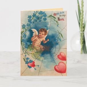 Vintage Spider Web Valentine's Day Card Feiertagskarte
