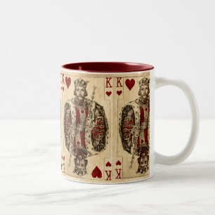 Vintage Spielkarte-Collage König-Hearts Zweifarbige Tasse