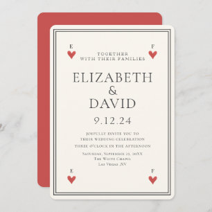 Vintage Spielkarten Herz Einfache Hochzeit Einladung