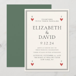 Vintage Spielkarten Herz Einfache Hochzeit Einladung