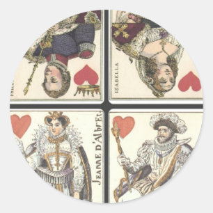 Vintage-Spielkarten - Könige und Königinnen der He Runder Aufkleber