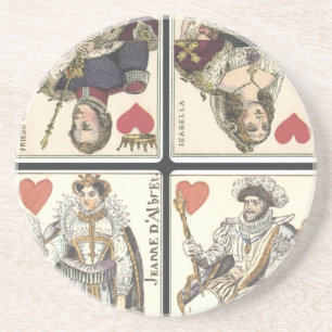 Vintage Spielkarten - Könige und Königinnen der He Sandstein Untersetzer