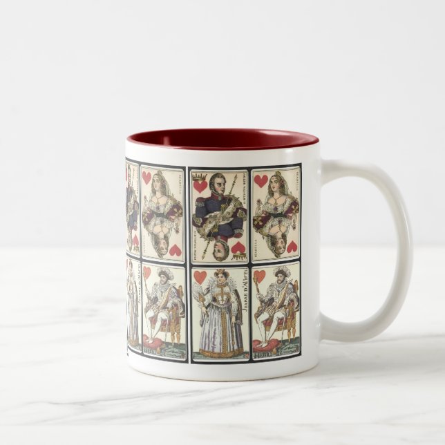 Vintage Spielkarten - Könige und Königinnen der Zweifarbige Tasse (Rechts)