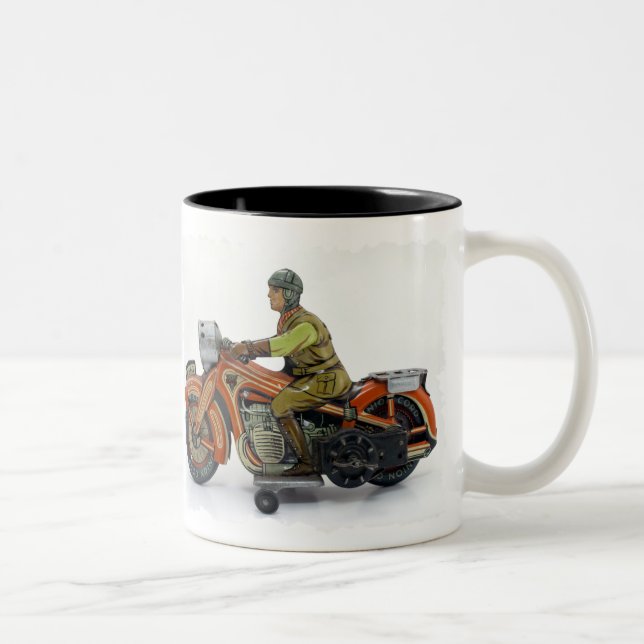 Vintage Spielzeug-Motorrad-Tasse Zweifarbige Tasse (Rechts)