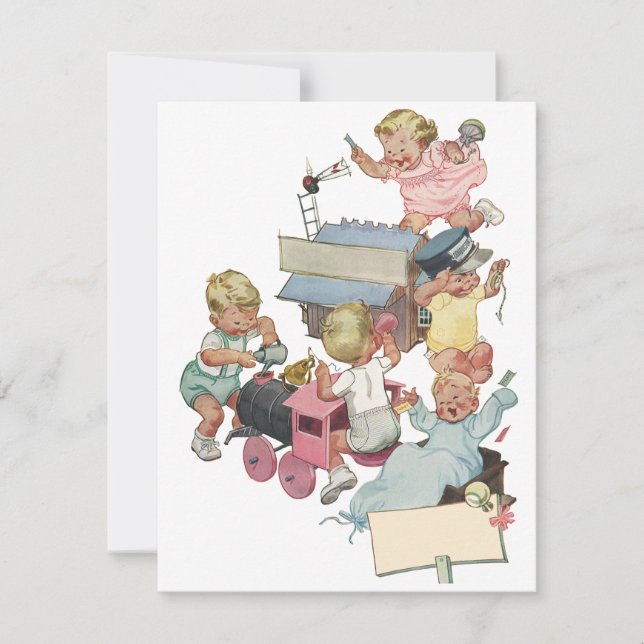 Vintage Spielzeugschleppnetze - Einladung (Vorderseite)