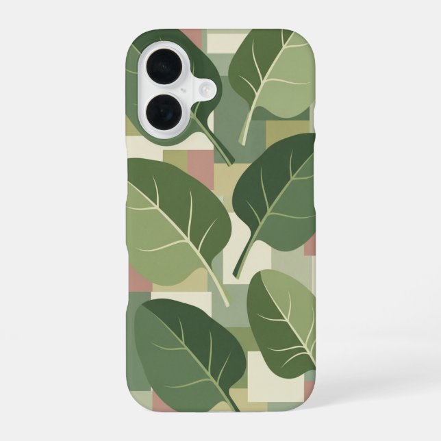 Vintage Spinach Leaf Pattern iPhone 16 Hülle (Rückseite)
