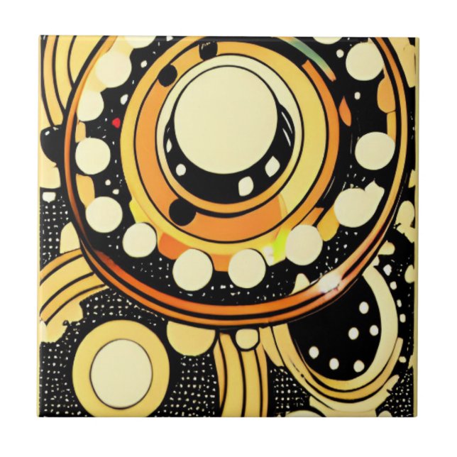 Vintage Spinnen der oberen Spaceship-Kreisel Fliese (Vorderseite)