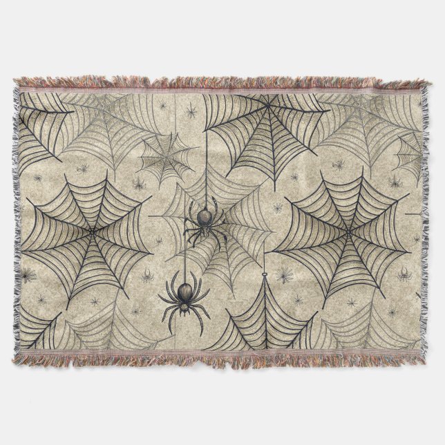 Vintage Spinnen und Weben Halloween-Muster Decke (Vorderseite)
