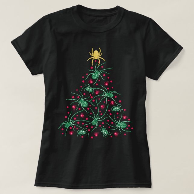 Vintage Spinnen Weihnachtsbaum T-Shirt (Design vorne)