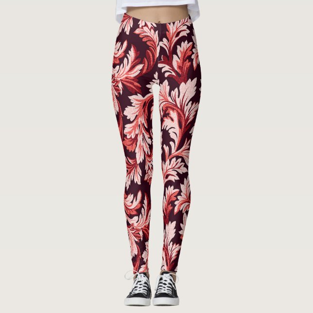 Vintage Spiral Barock Blätter, texturiert. Leggings (Vorderseite)