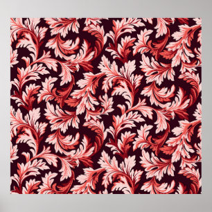 Vintage Spiral Barock Blätter, texturiert. Poster