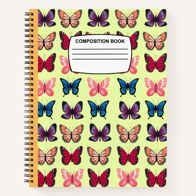 Vintage Spiralschmetterlingsbildung Notizbuch (Vorderseite)