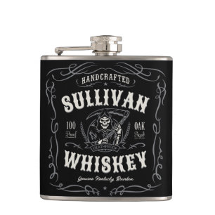 Vintage-Spirituosen ADD NAME Alter Sensenmann Whis Flachmann