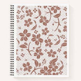 "Vintage-Spitze" Ästhetik-Blumen-Hardcover-Spiralb Notizbuch