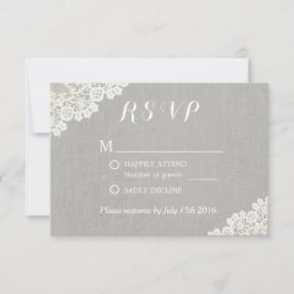 Vintage Spitze Eleganen Linen Rustikale Hochzeit R RSVP Karte