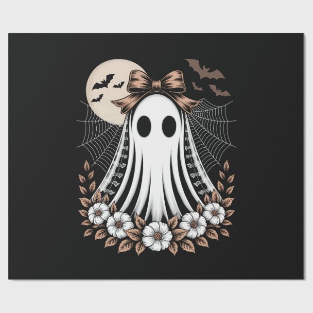 Vintage-Spitze-Geist-Halloween Geschenkpapier (Flach)