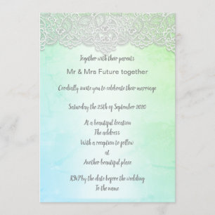 Vintage Spitze hübsch-grün elegante Hochzeit Einladung