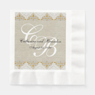 Vintage-Spitze Leinen Rustikale Hochzeitspapier Se Serviette
