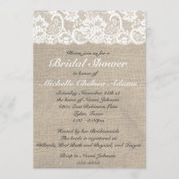 Vintage Spitze-Leinwand-Brautparty-Einladung